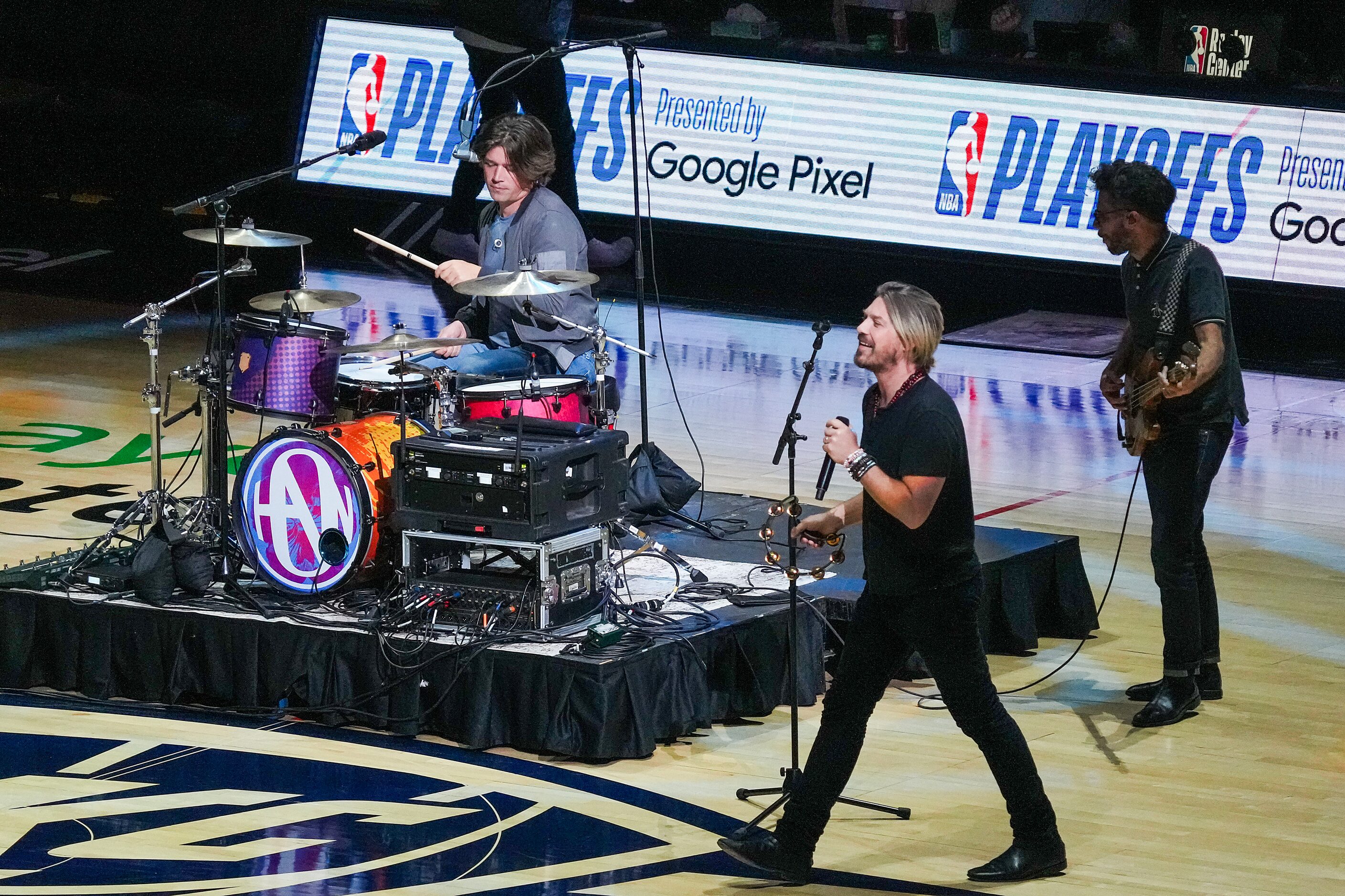 Hanson performs at halftime of Game 5 of an NBA basketball second-round playoff series...