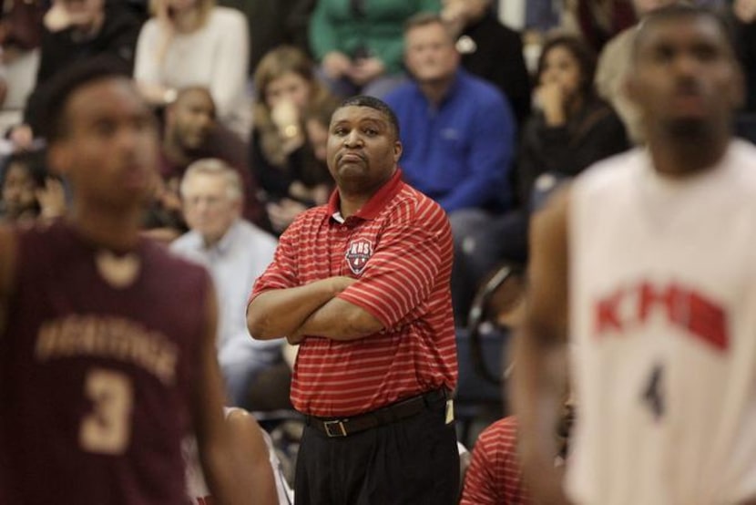 Kimball Knights head coach Royce Johnson in the second half of the Class 4A Region II...