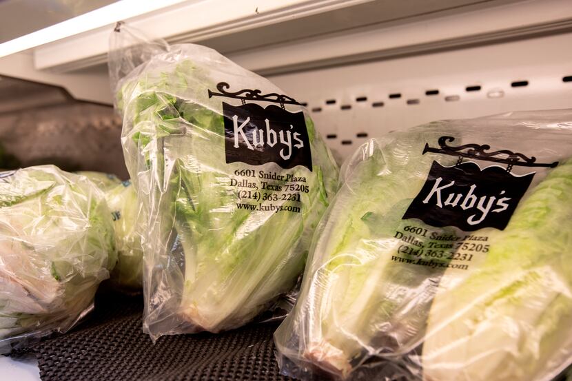 Fresh lettuce sits on the shelves at Kuby's Sausage House and European Market.