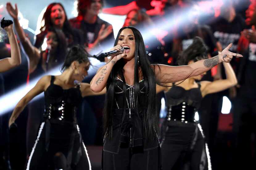 Demi Lovato performs "Sorry Not Sorry" at the American Music Awards at the Microsoft Theater...
