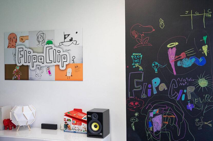 The FlipaClip office in Miami is decorated with animations and drawings.