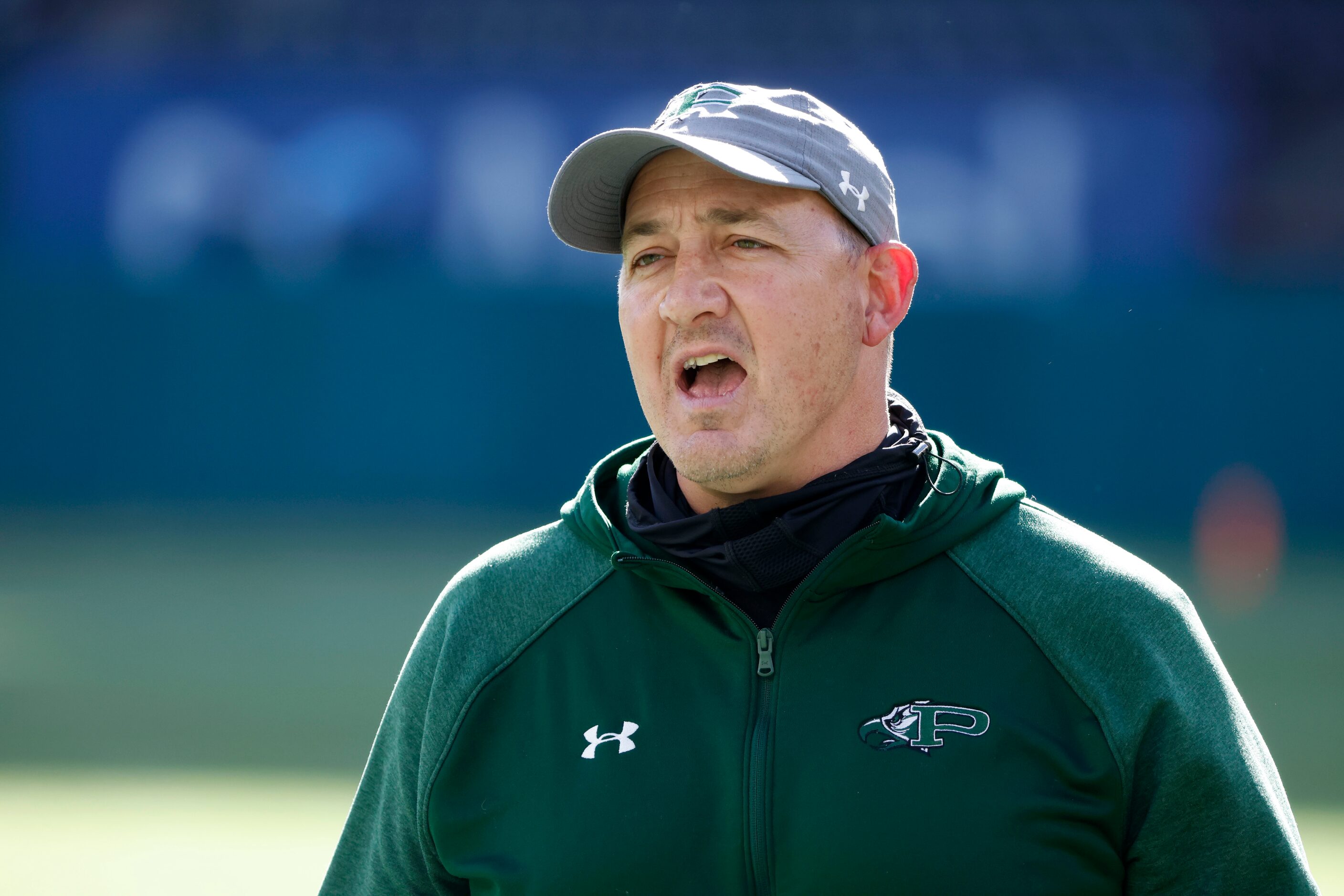 Prosper coach Brandon Schmidt on the sideline during the Class 6A Division II Region I...