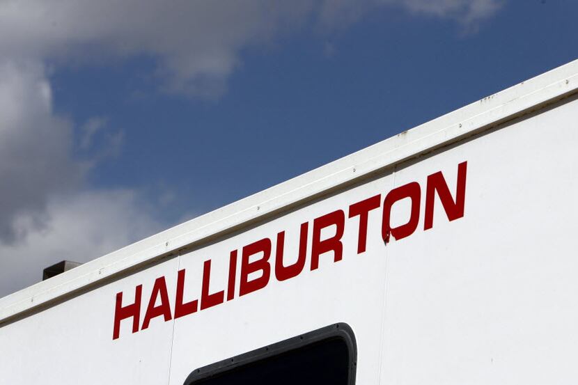 ORG XMIT: NYBZ175 FILE - In this April 15, 2009 file photo, the Halliburton sign adorns the...