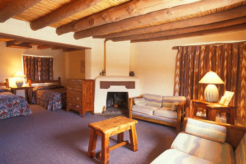 A guest room in the restored Indian Lodge at Davis Mountains State Park near Fort Davis,...