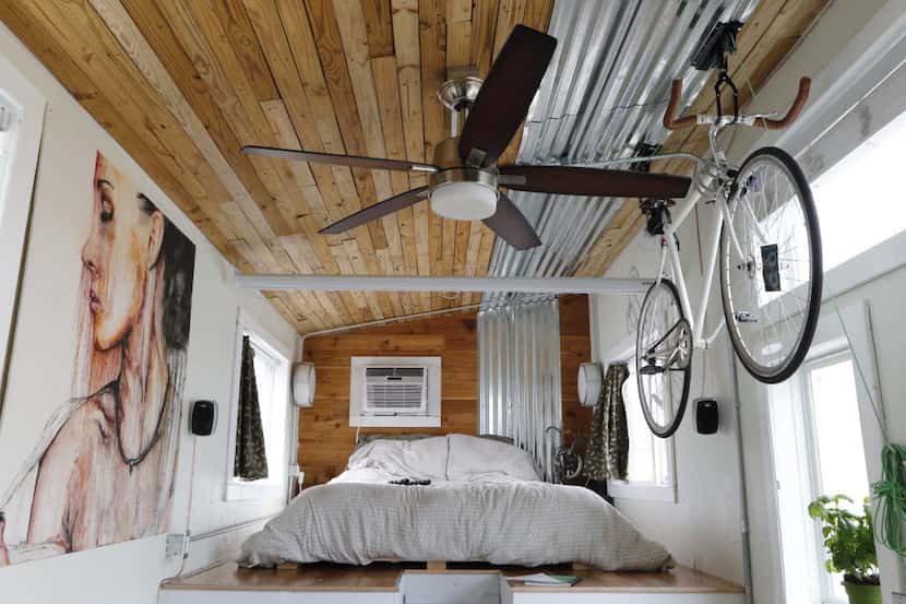  Interior of Richard Wardâs Terraform Tiny House, a 250-square-foot house on wheels that...