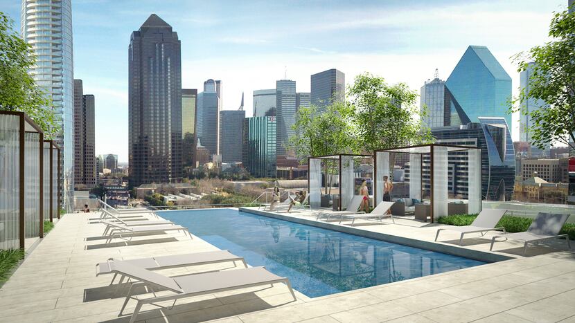 The Residences at Park District tower has a rooftop swimming pool.