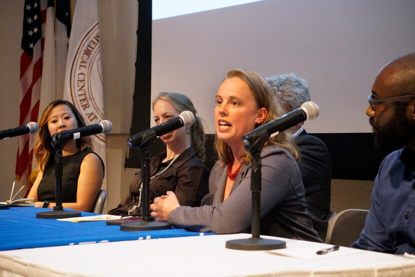 Brandi Cantarel speaks on the Science in the City panel during the Dallas Festival of Books...