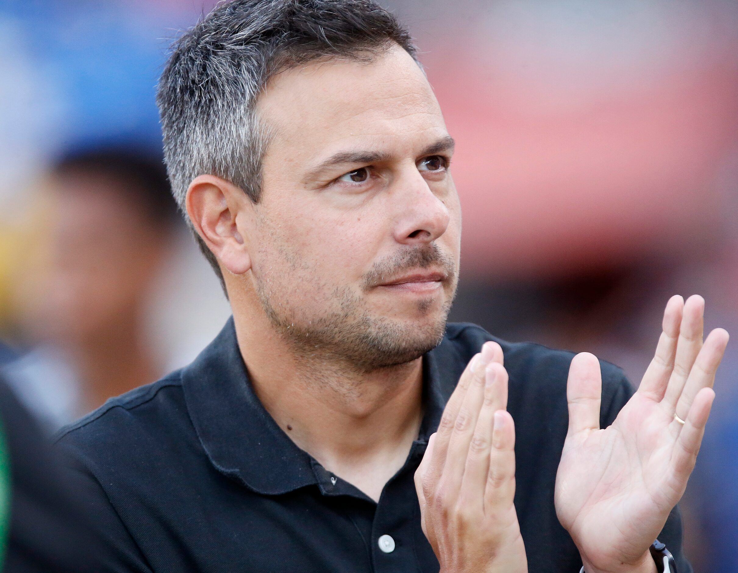 FC Dallas head coach Nico Estevez takes the field before the game as FC Dallas hosted Austin...