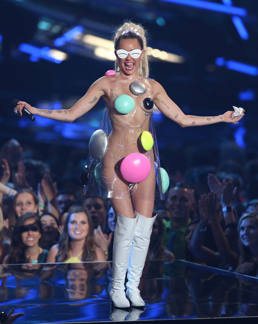Host Miley Cyrus appears at the MTV Video Music Awards at the Microsoft Theater on Sunday,...
