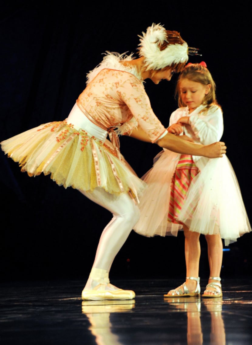 Before the show, audience member Annika Rogers, 6, of Southlake, spends a moment on stage...