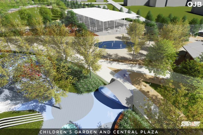 The children's garden and central plaza are shown in a rendering from a Conceptual Plan for...
