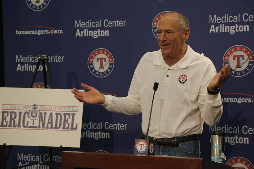 Rangers broadcaster Eric Nadel is pictured during a news conference after he was named the...