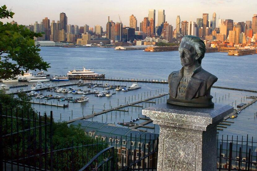 
A bust of Alexander Hamilton stands near where Aaron Burr shot him on July 11, 1804, in...