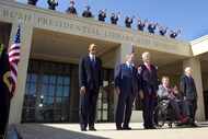 Five U.S. presidents - Barack Obama, George W. Bush, Bill Clinton, George H.W. Bush and...