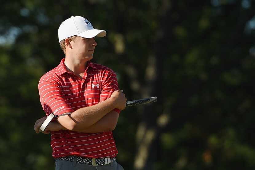 EDISON, NJ - AUGUST 28:  Jordan Spieth of the United States waits on the 18th green during...