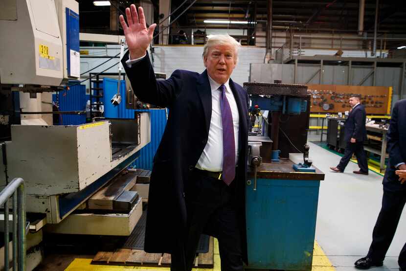 President Donald Trump participates in a tour of Sheffer Corporation during a visit to...