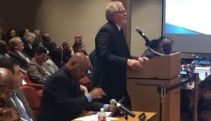  Ken Nolan, Dallas Central Appraisal District's chief appraiser, addresses the county...