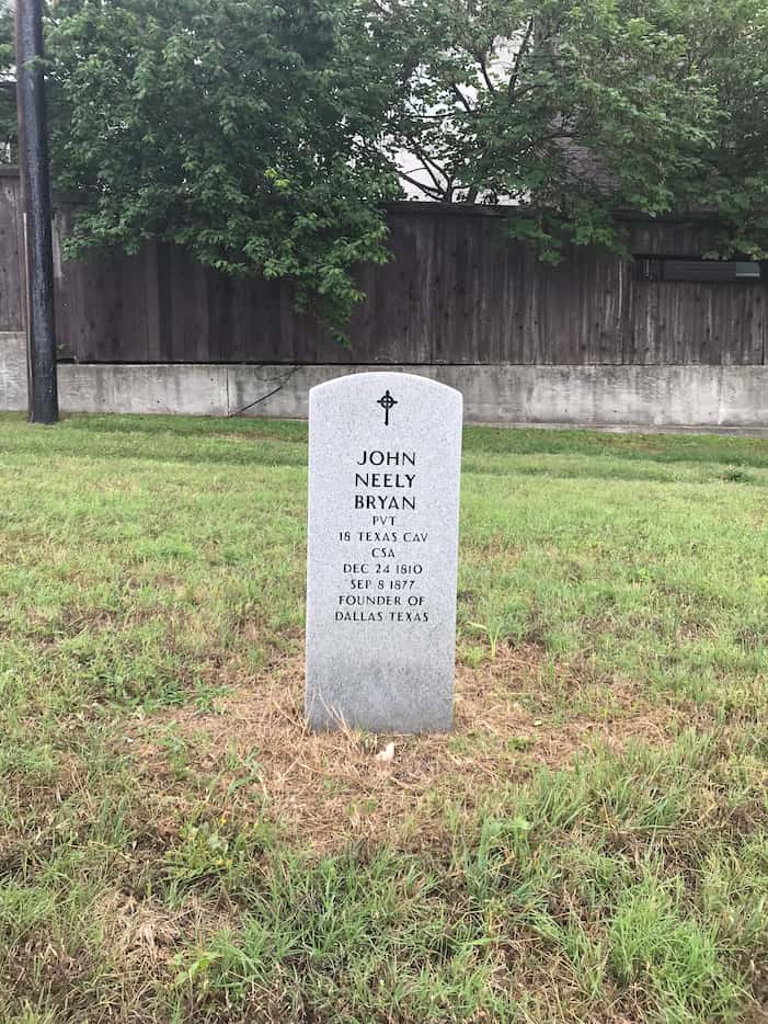 A headstone marking the likely final resting place of John Neely Bryan at the Austin State...