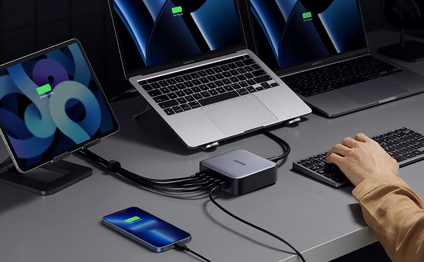 UGreen Nexode 200W GaN PD Fast Charger has six USB ports for wired charging.