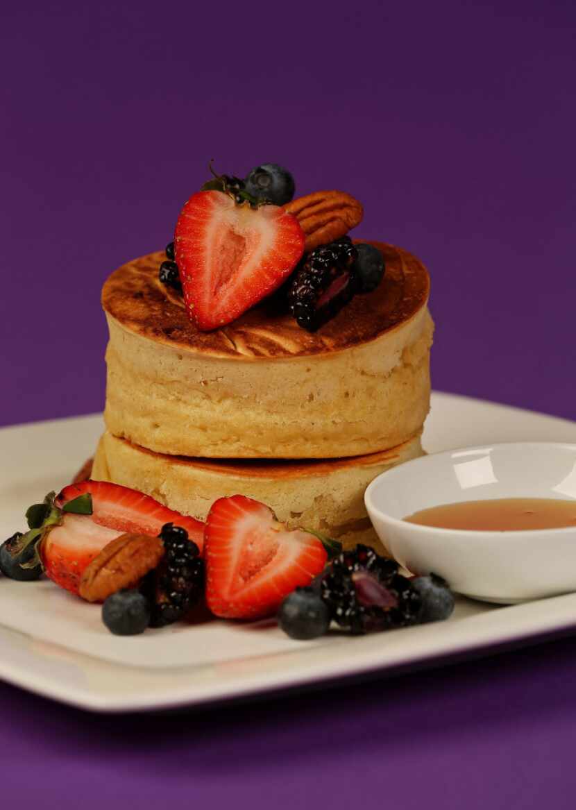 Traditional Japanese Hotcakes with honey and assorted fruit