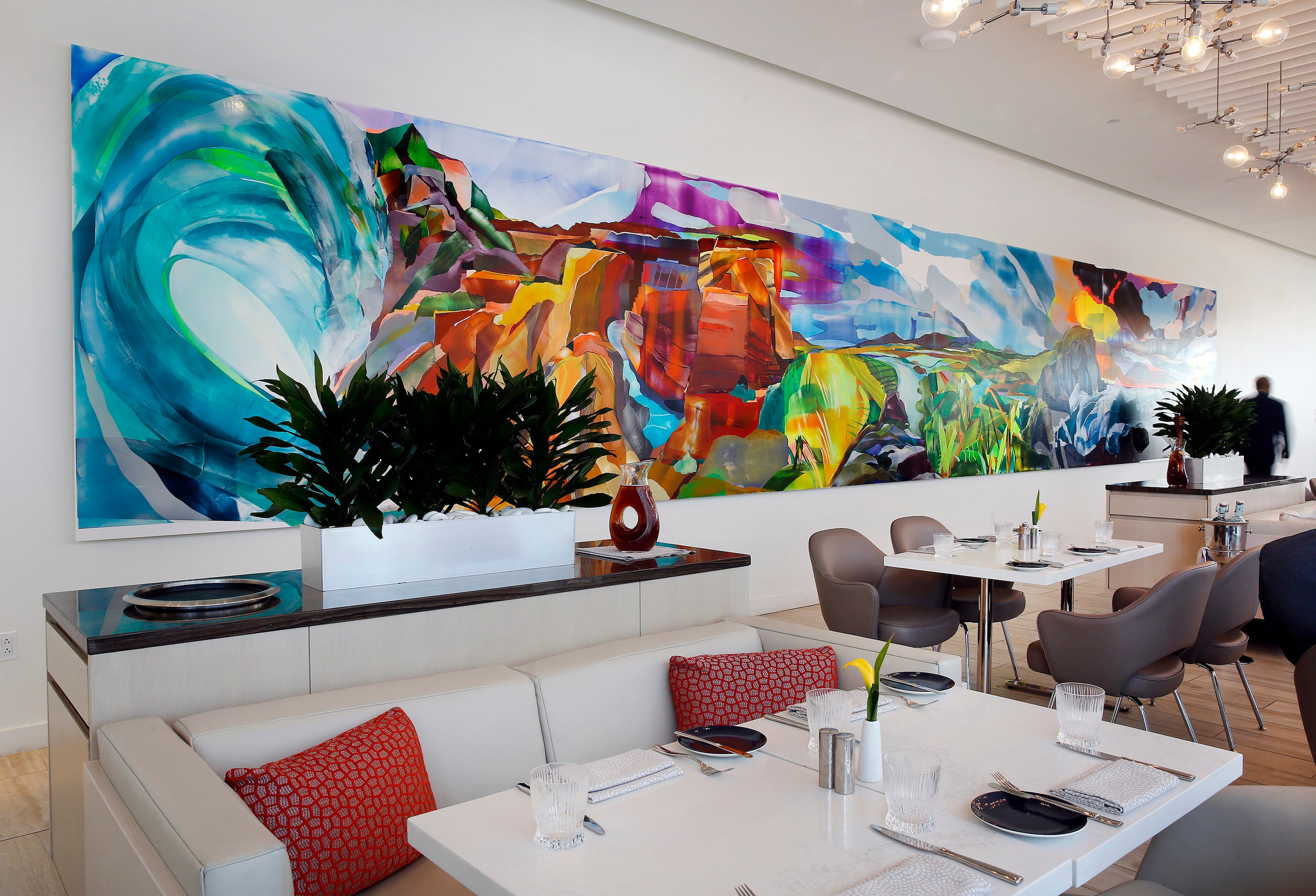 Spangled Ramparts mural by artist Kristin Baker is on display in Ellie's restaurant & lounge...