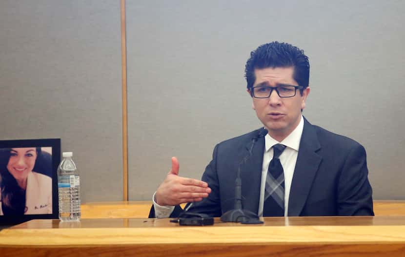 Ricardo Paniagua testifies during the capital murder trial of his girlfriend's killer in...