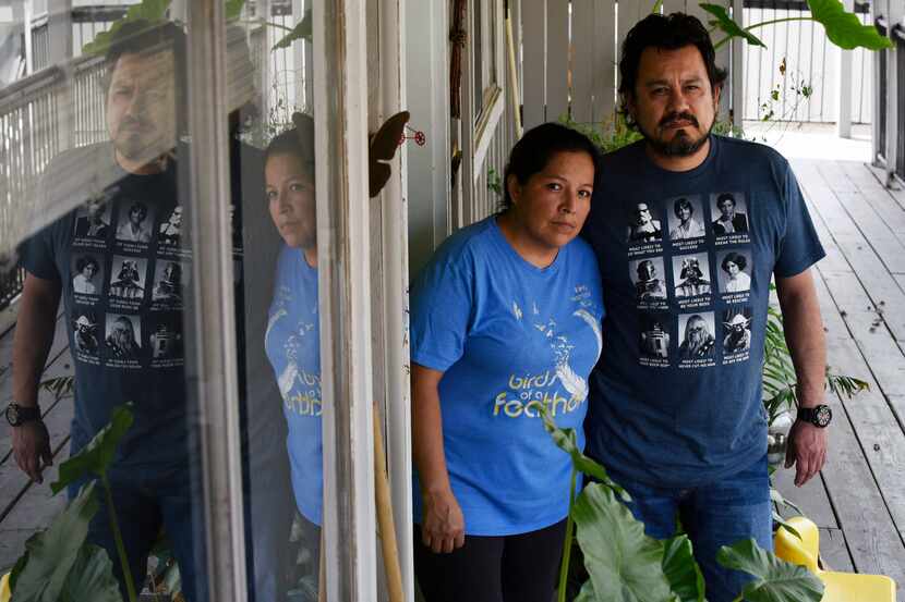 Aurora Salazar and her husband Alberto Hernandez outside their apartment in Dallas, April...