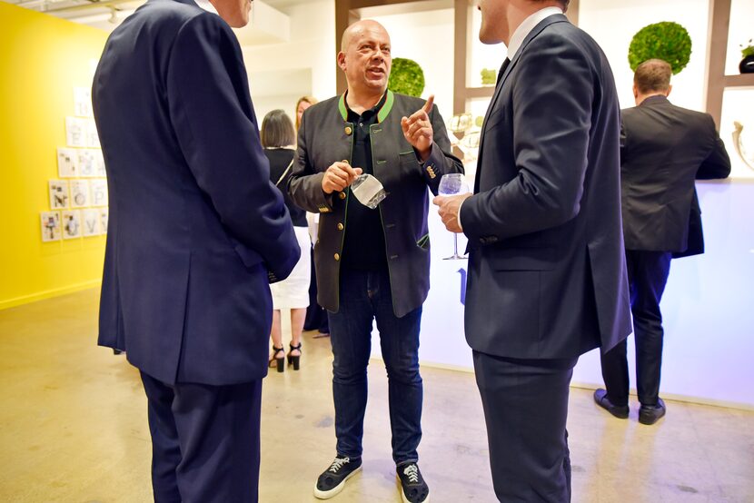 Peter Doroshenko, center, Executive Director at the Dallas Contemporary, during the Preview...