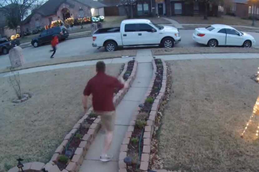 A Nest doorbell camera captured the moment when Colin Nelson chased a burglary suspect a...