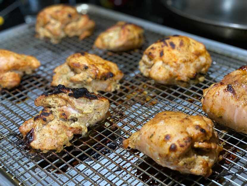 Tandoori roasted chicken thighs for butter chicken