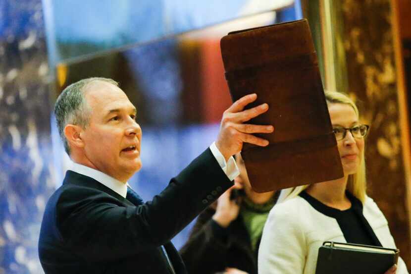 Oklahoma Attorney General Scott Pruitt, who is President-elect Donald Trump's choice to lead...