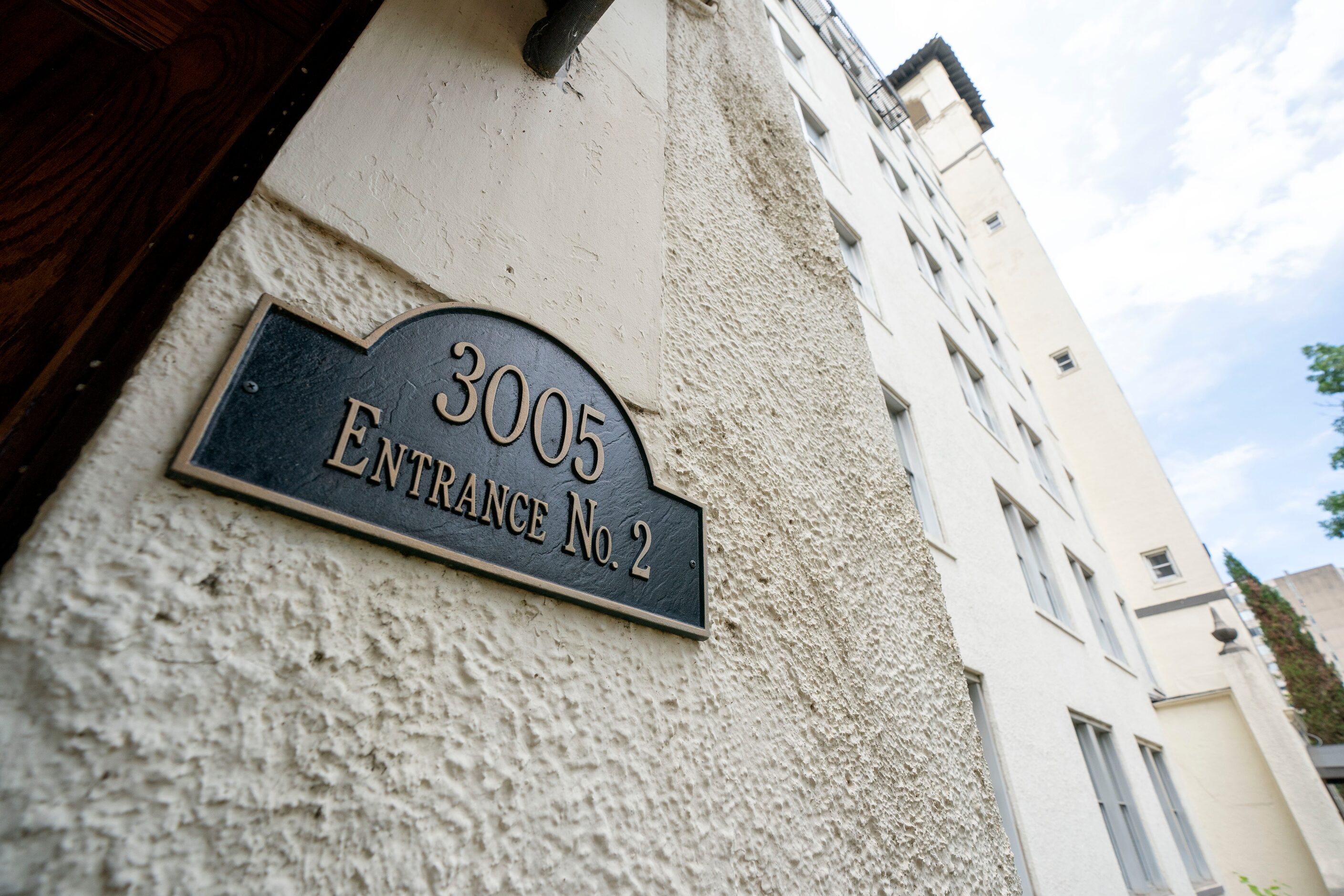 A sign marks an entrance to the historic Maple Terrace apartment building, Tuesday, June 8,...