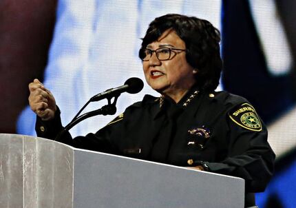 Dallas County Sheriff Lupe Valdez, speaking at the Democratic National Convention in July,...
