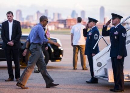  President Obama boards Air Force One at Love Field before departing Dallas. (Ashley...