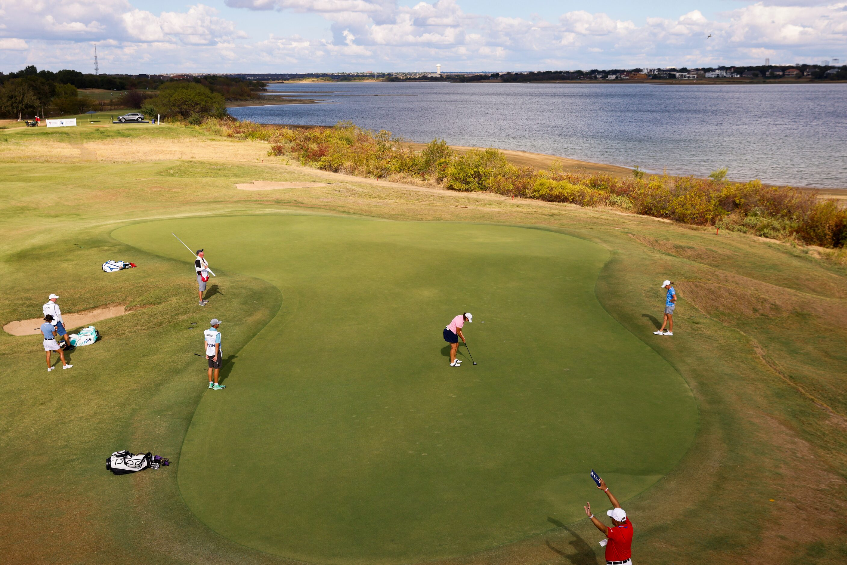 Angela Stanford of the United States putts on green during the first round of The Ascendant...