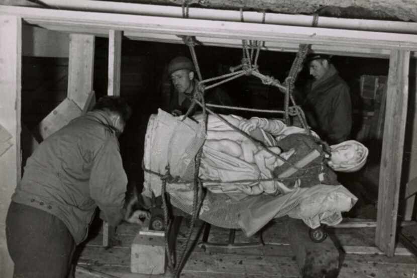 This 1945 photo shows the rescuing of Michelangelo’s “Madonna and Child” in Alt Aussee,...