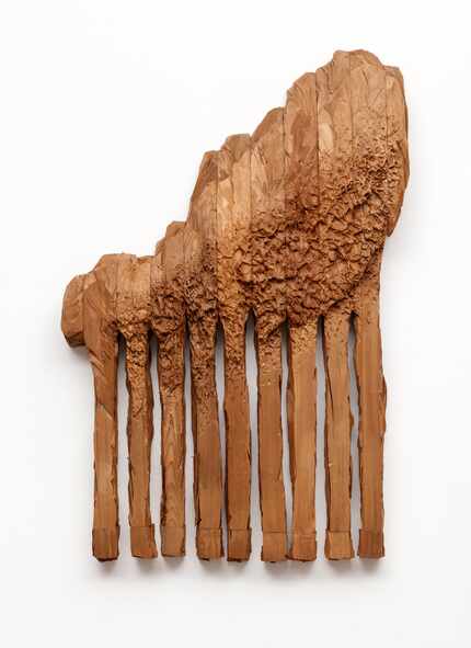 Ursula von Rydingsvard's "Grzebyk XIV," a 2015 cedar wood sculpture, feels not of our time.