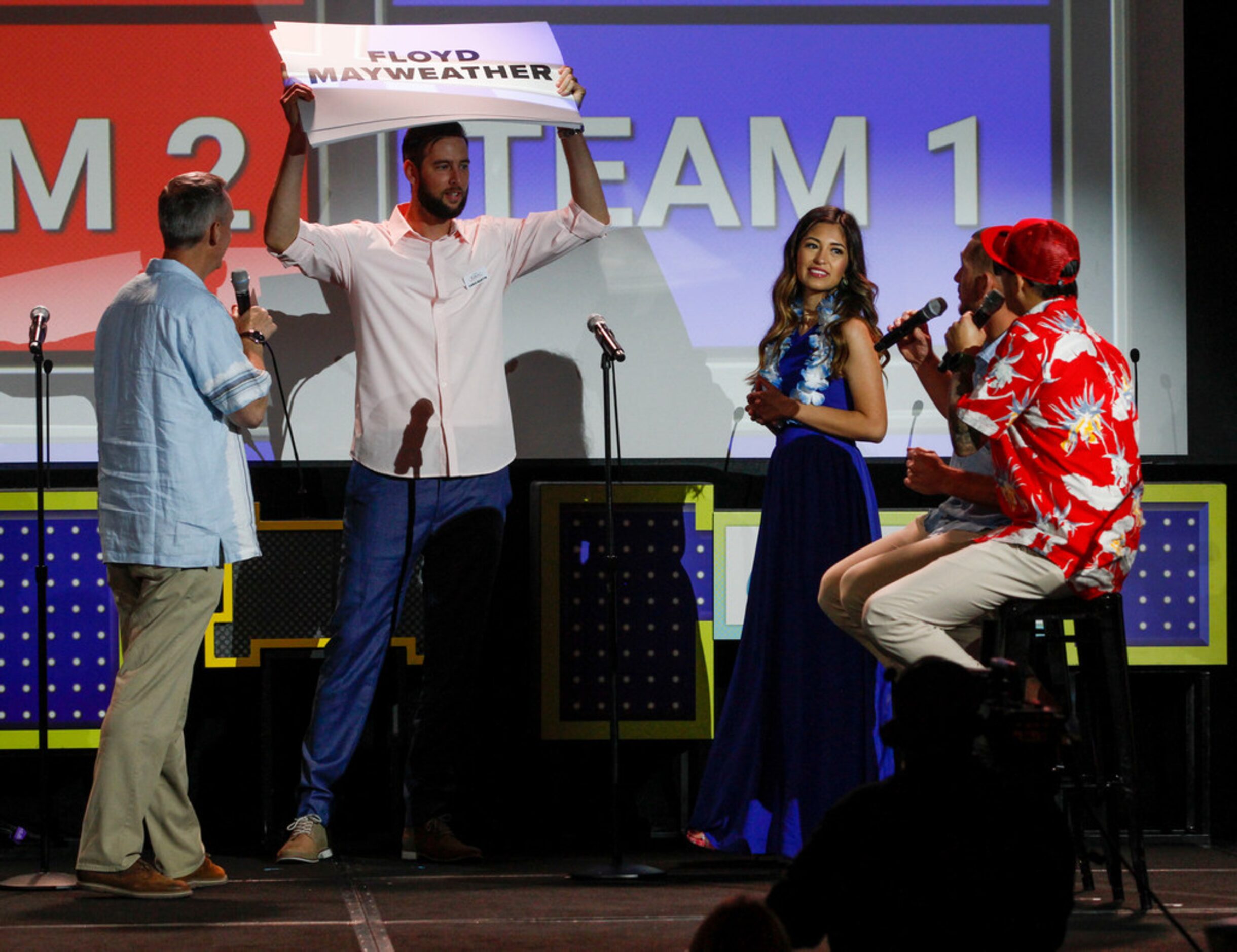 Rangers players play Heads Up at the annual Rangers' Triple Play presented by Park Place...