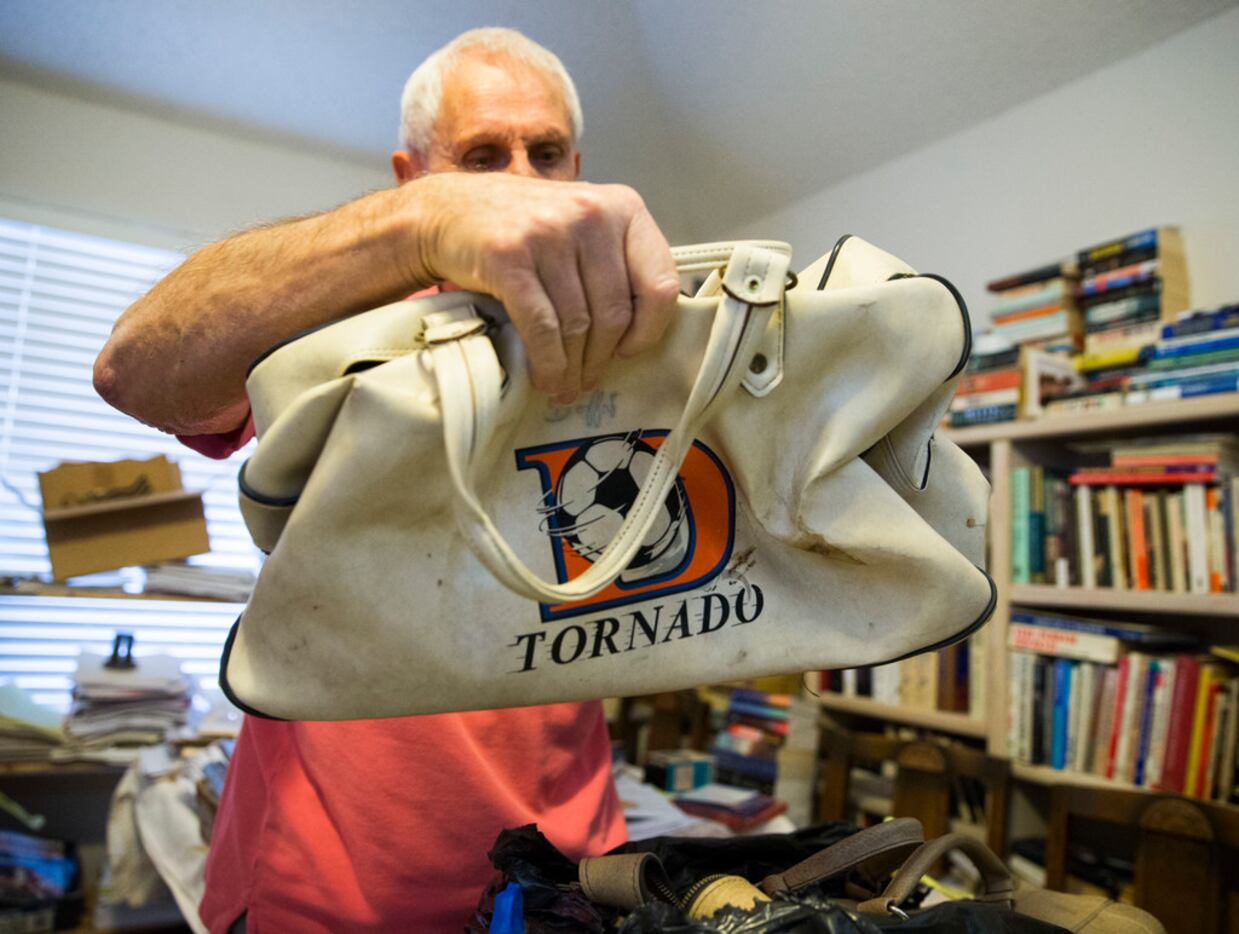 Bobby Moffat kept everything from his playing days, including this equipment bag. I think I...