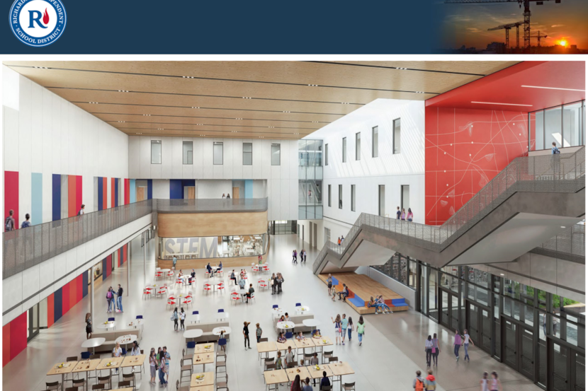 An artist's rendering of a portion of Richardson ISD's new Lake Highlands Middle School....
