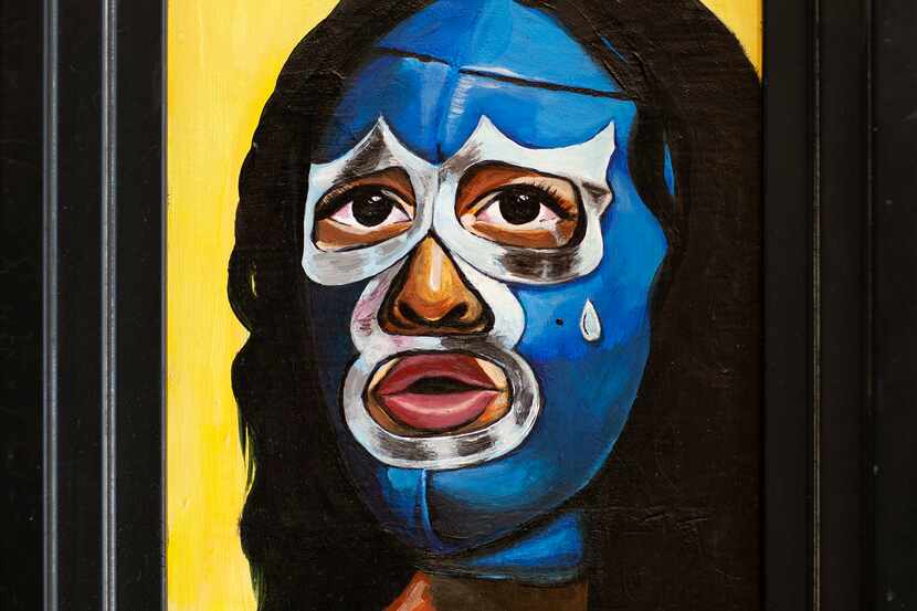 Stacy Xilom's "Tears of a Clown" is part of the "Lucha Libre 2020" exhibition at the Oak...