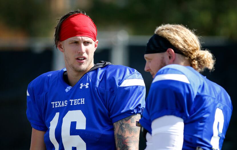 FILE - Texas Tech quarterback Nic Shimonek (left) will guide the Red Raiders in his last...