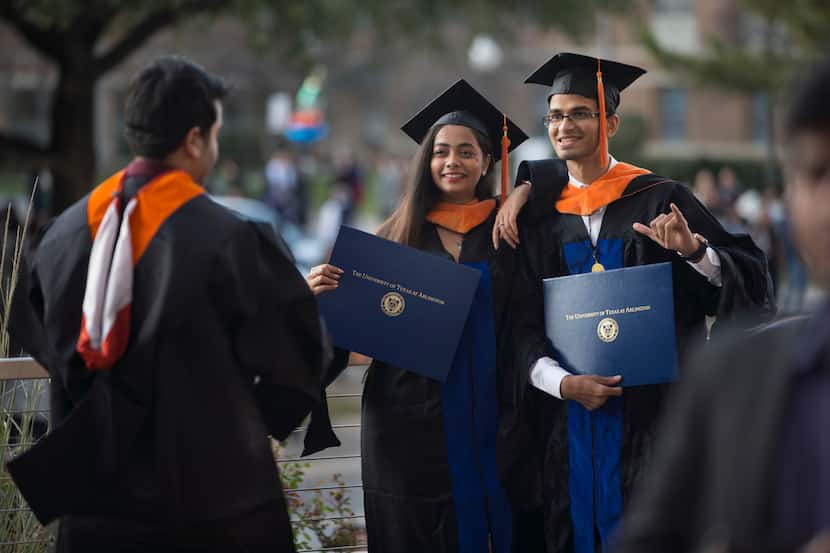 Biomedical engineering graduate Mrunmayee Kale of India (middle) and computer science...