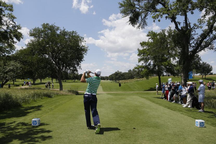 Jordan Spieth tee's off on the 7th tee during the Gold pro Am practice round at the HP Byron...