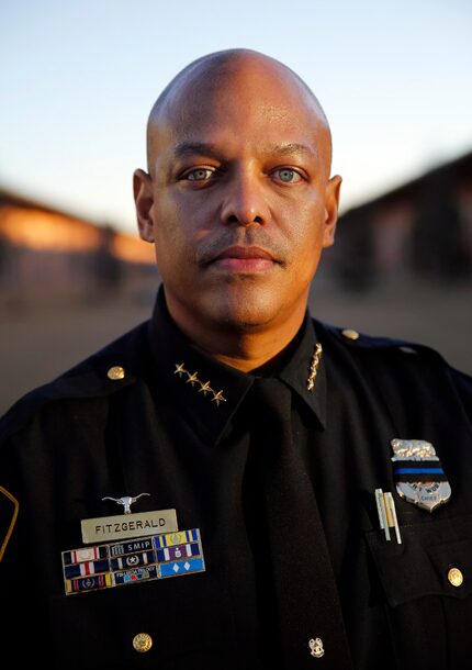 Fort Worth Police Chief Joel Fitzgerald poses for a photo outside his office at the Bob...