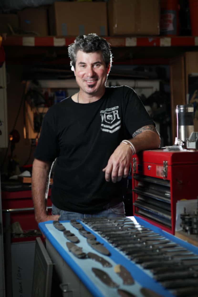 Knife maker and photographer Steve Woods, on July 17, 2012 at his workspace in Dallas. Woods...