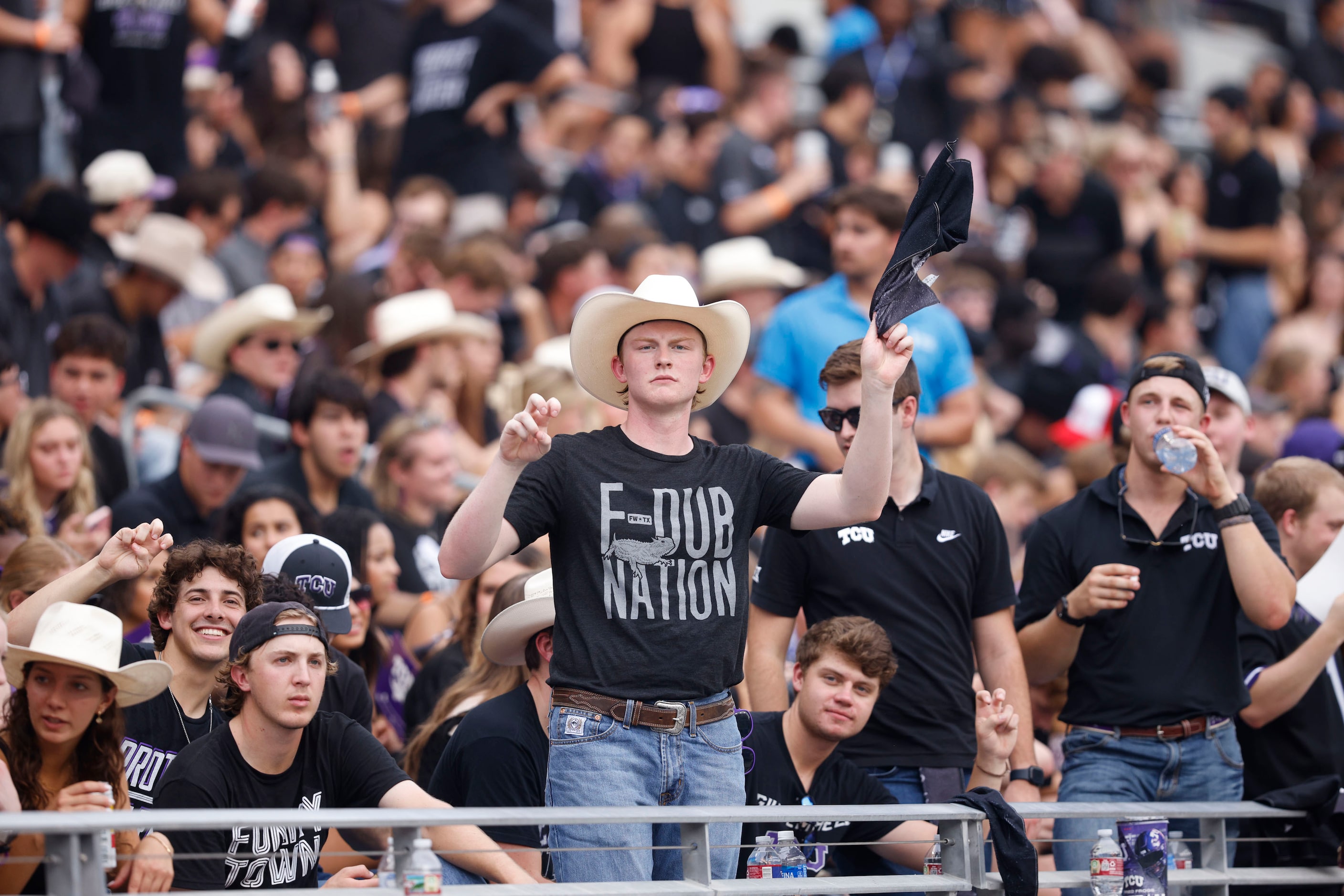 TCU fans cheer before an NCAA college football game against the UCF  at TCU, Saturday, Sept....