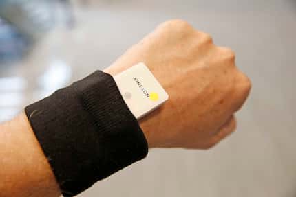 A contact tracking device is worn on the wrist. It monitors movements throughout the day and...