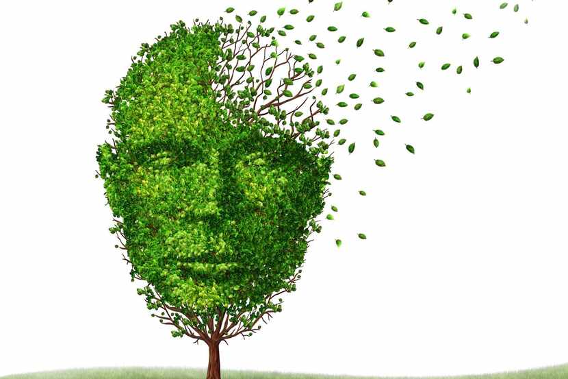 Dementia disease dealing with Alzheimer's illness as a medical icon of a tree in the shape...