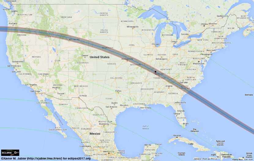 The path of totality across the U.S.